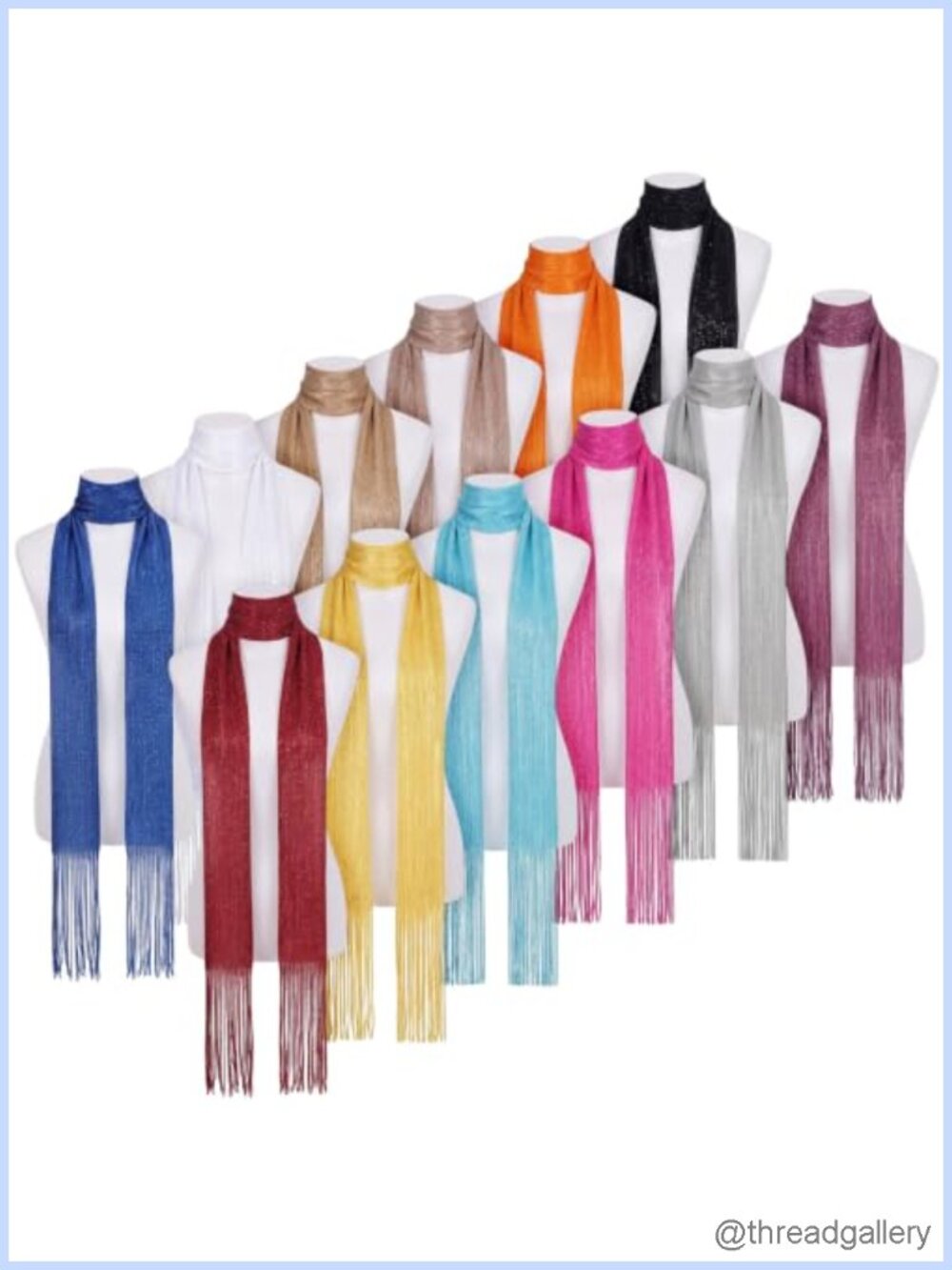 12 Pack Sparkly Skinny Scarves Women Metallic Mesh Y2k Rave Festival Accessories